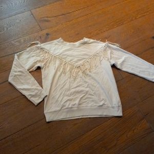 Frayed Cream Pullover Sweater